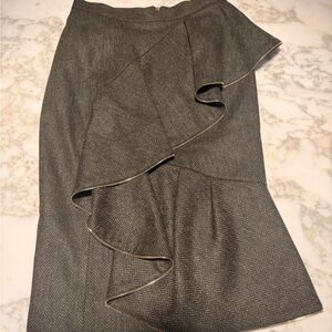 Burberry Prosum 2012 runway Green and black ruffled Herringbone Skirt